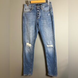 Vera Moda size 26 Women's Blue Distressed skinny Jeans, button up front